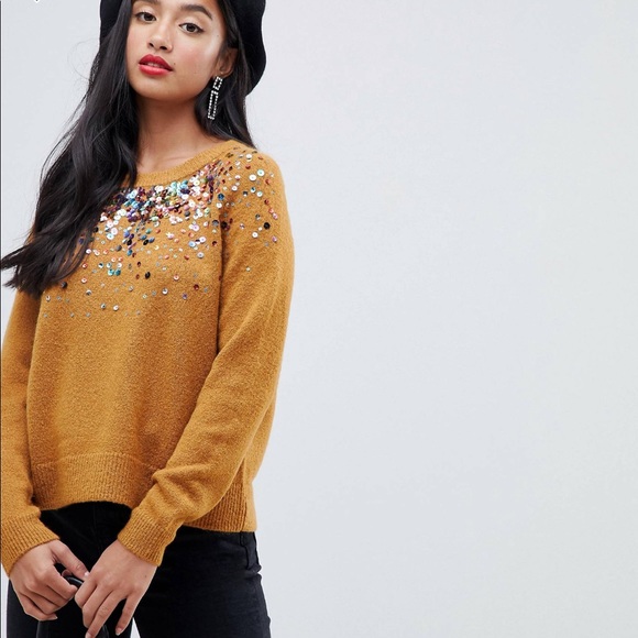 ASOS DESIGN Petite Sweater with Sequin - Picture 1 of 6